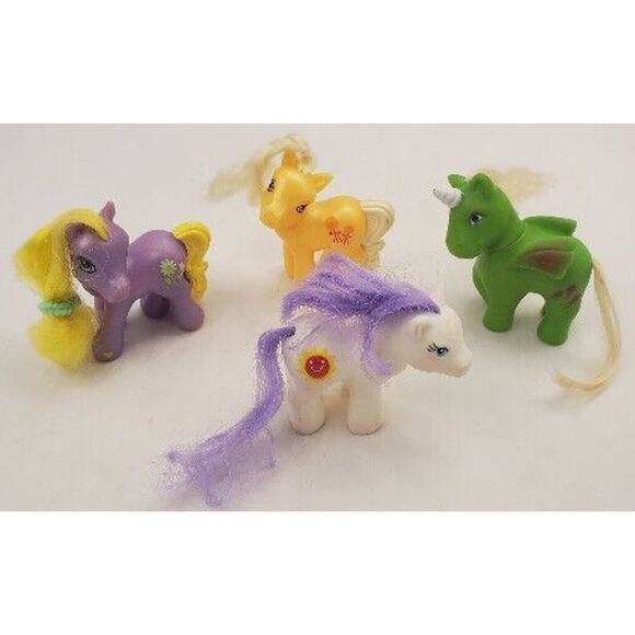 Vintage Lot of 4 My Little Pony Figurines (2 Happy Meal Toys, 1 Unicorn, 1 Unsur - Picture 1 of 10